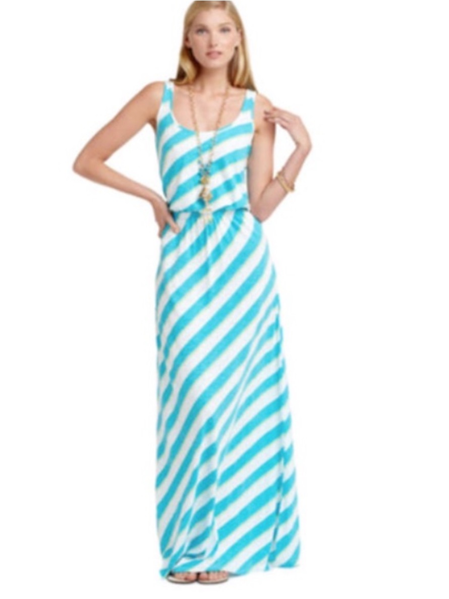 Lilly Pulitzer Blue And White Stripe Maxi Dress